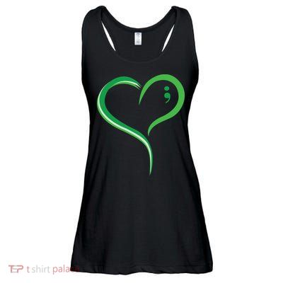 Heart Semicolon Mental Health Awareness Ladies Essential Flowy Tank