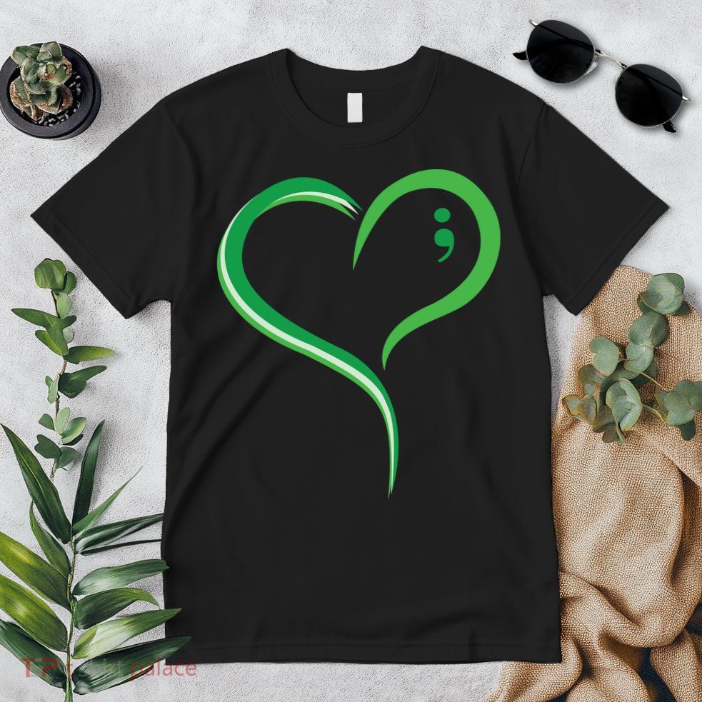 Heart Semicolon Mental Health Awareness Premium T-Shirt