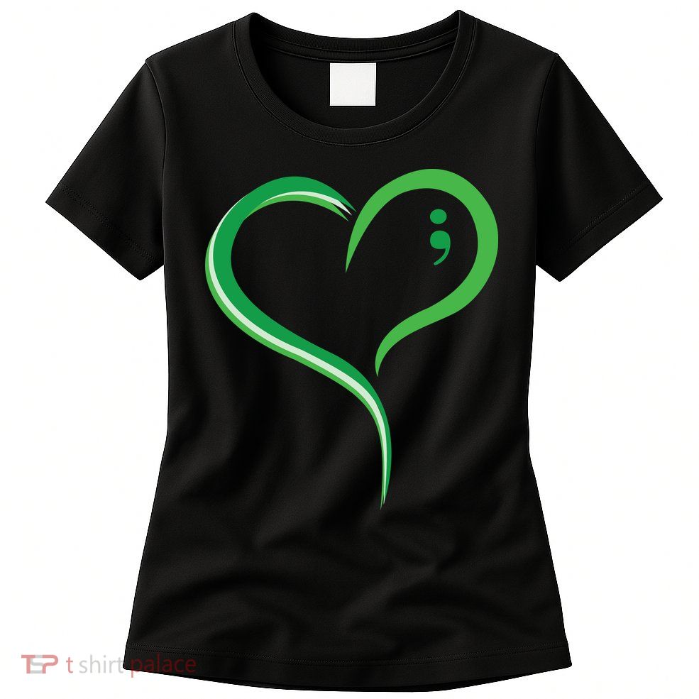 Heart Semicolon Mental Health Awareness Womens T-Shirt