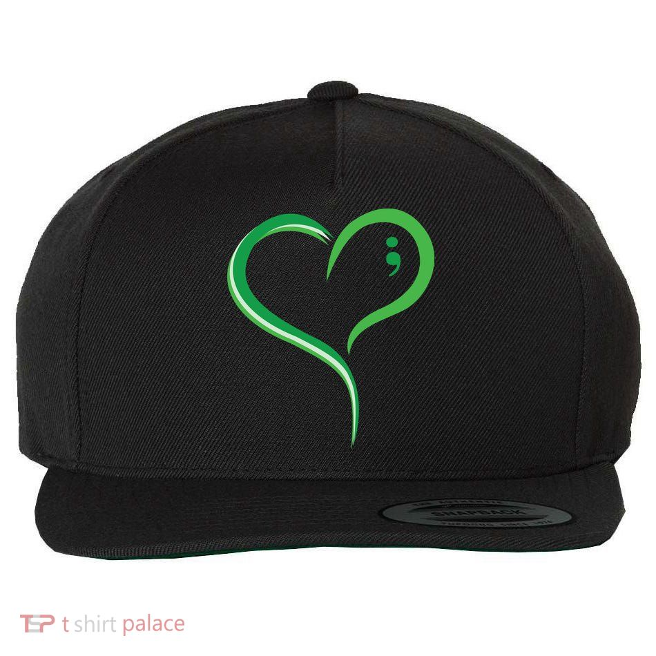 Heart Semicolon Mental Health Awareness Wool Snapback Cap