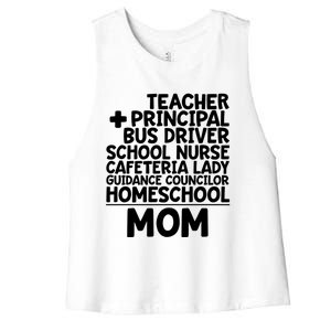 Home School Mom Funny Homeschool Teacher Mother Meaningful Gift Women's Racerback Cropped Tank