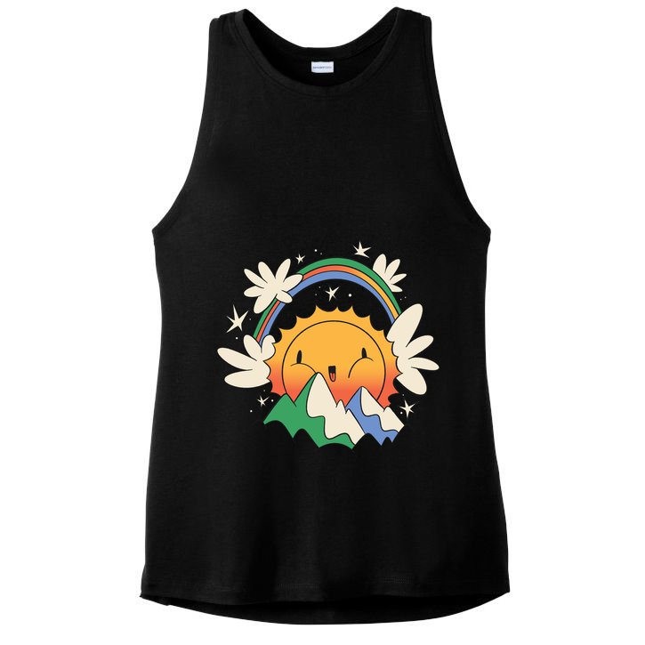 Happy Sun Mountain Rainbow Ladies PosiCharge Tri-Blend Wicking Tank