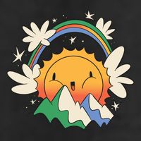 Happy Sun Mountain Rainbow 7 Panel Mesh Trucker Snapback Hat