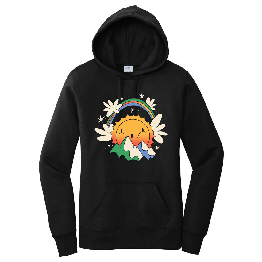 Happy Sun Mountain Rainbow Women's Pullover Hoodie