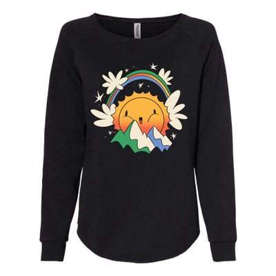 Happy Sun Mountain Rainbow Womens California Wash Sweatshirt