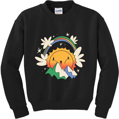 Happy Sun Mountain Rainbow Kids Sweatshirt