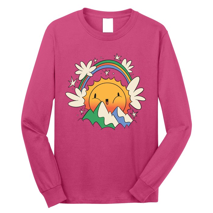 Happy Sun Mountain Rainbow Long Sleeve Shirt