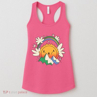 Happy Sun Mountain Rainbow Womens Tank Top