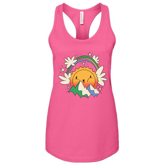 Happy Sun Mountain Rainbow Women's Racerback Tank