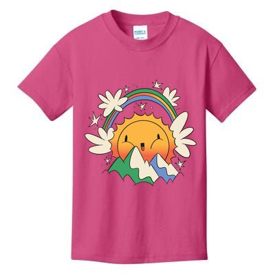 Happy Sun Mountain Rainbow Kids T-Shirt