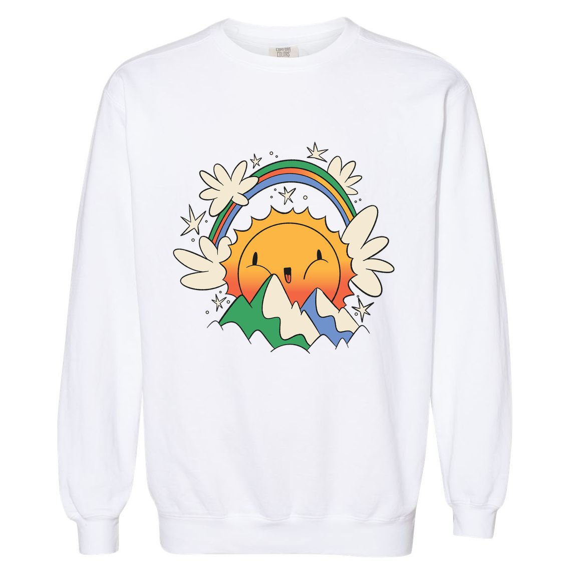 Happy Sun Mountain Rainbow Garment-Dyed Sweatshirt