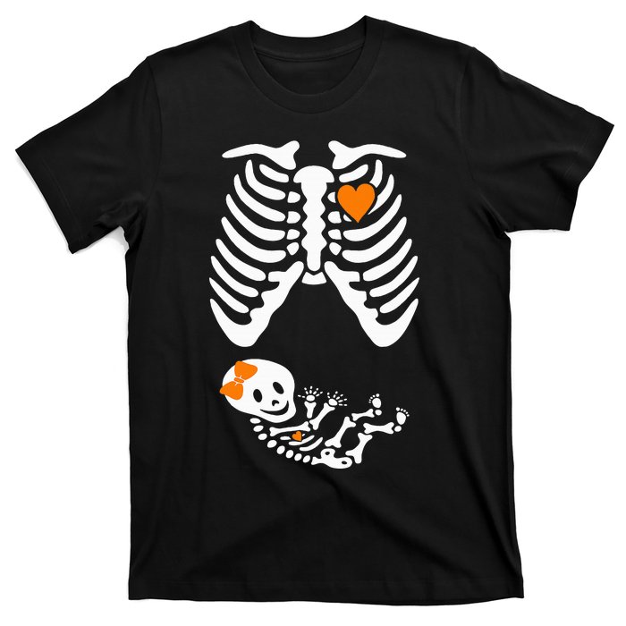 Halloween Skeleton Maternity Couples Pregnancy Announcement T-Shirt