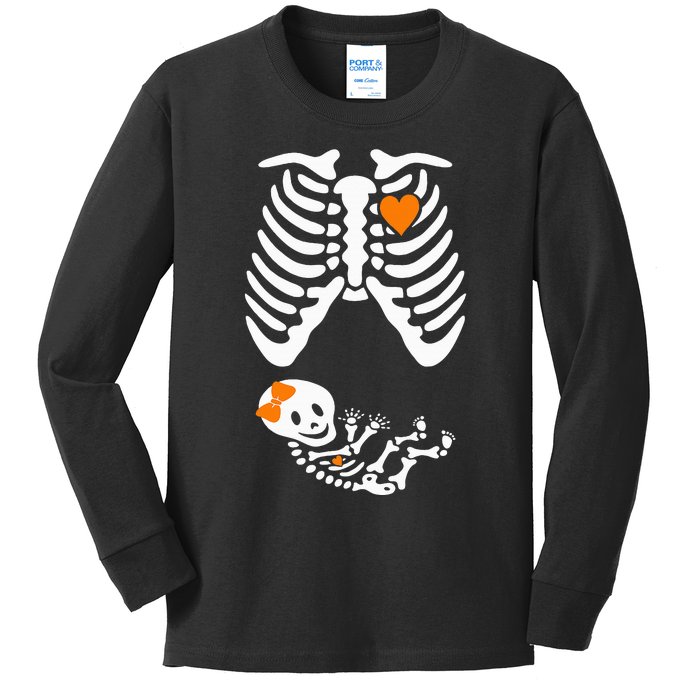 Halloween Skeleton Maternity Couples Pregnancy Announcement Kids Long Sleeve Shirt