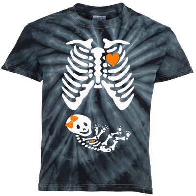 Halloween Skeleton Maternity Couples Pregnancy Announcement Kids Tie-Dye T-Shirt