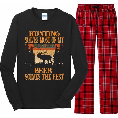 Hunting Solves Most Of My Problems Beer Deer Hunting Gift Long Sleeve Pajama Set