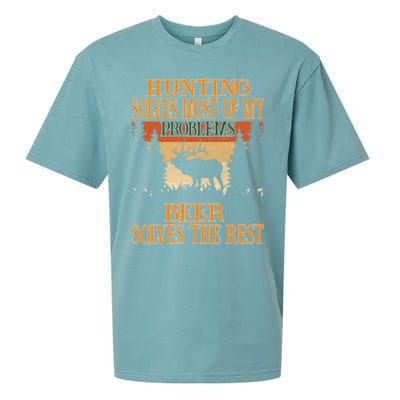 Hunting Solves Most Of My Problems Beer Deer Hunting Gift Sueded Cloud Jersey T-Shirt