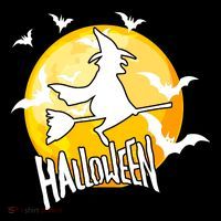 Halloween Spooky Moon Flying Witch Flexfit Unipanel Trucker Cap