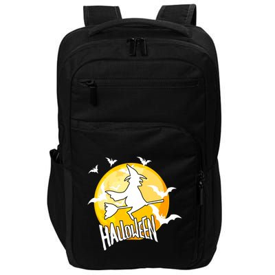 Halloween Spooky Moon Flying Witch Impact Tech Backpack