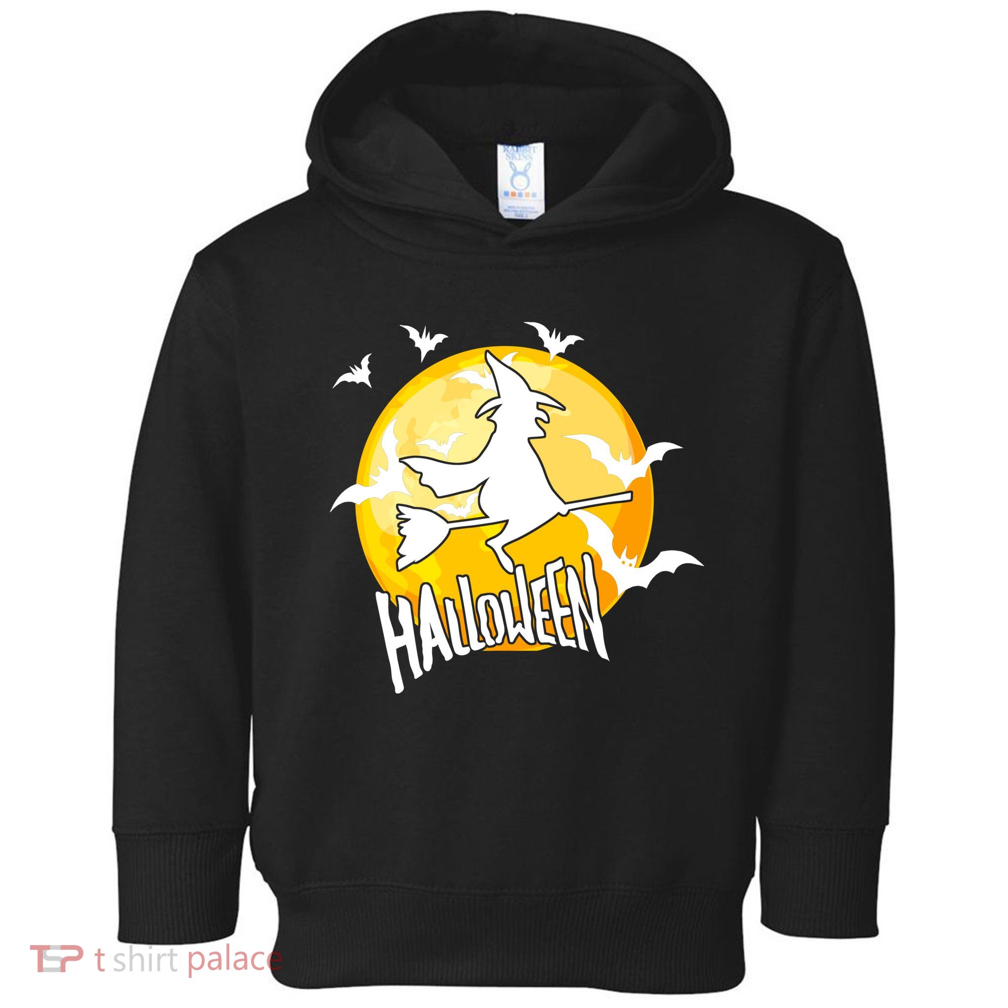 Halloween Spooky Moon Flying Witch Toddler Hoodie