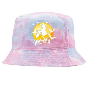 Halloween Spooky Moon Flying Witch Tie-Dyed Bucket Hat