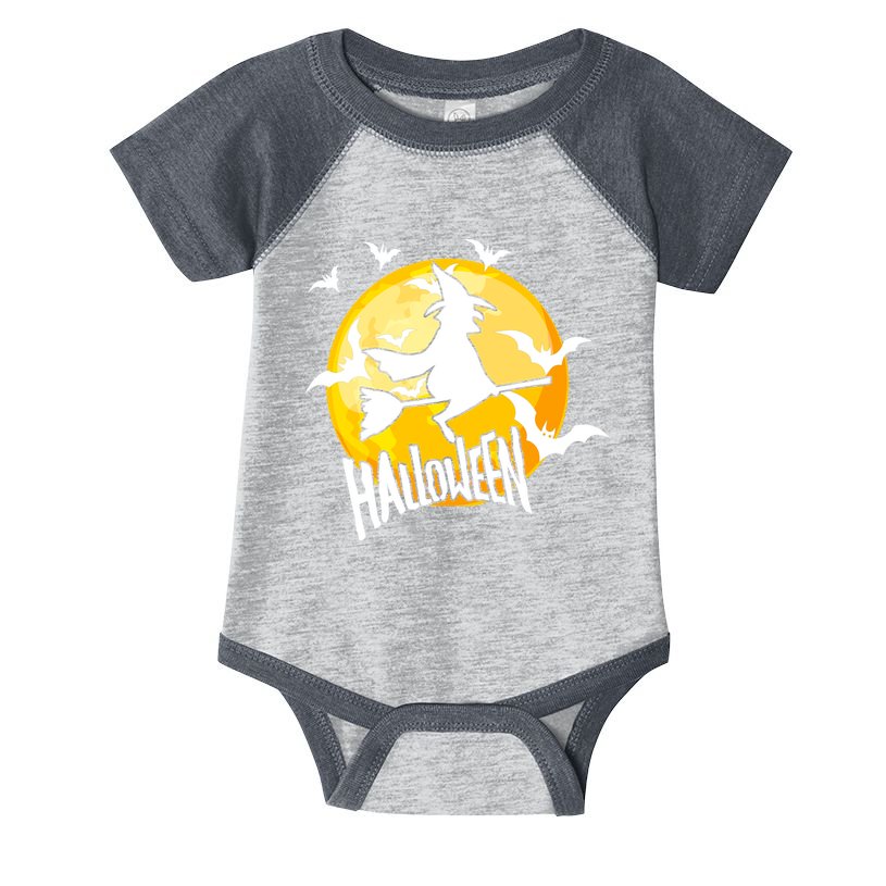 Halloween Spooky Moon Flying Witch Infant Baby Jersey Bodysuit