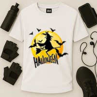 Halloween Spooky Moon Flying Witch Cooling Performance Crew T-Shirt