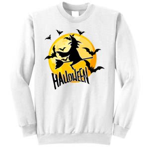 Halloween Spooky Moon Flying Witch Sweatshirt