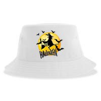 Halloween Spooky Moon Flying Witch Sustainable Bucket Hat