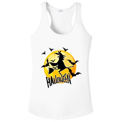 Halloween Spooky Moon Flying Witch Ladies PosiCharge Competitor Racerback Tank