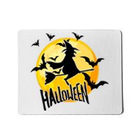 Halloween Spooky Moon Flying Witch Mousepad