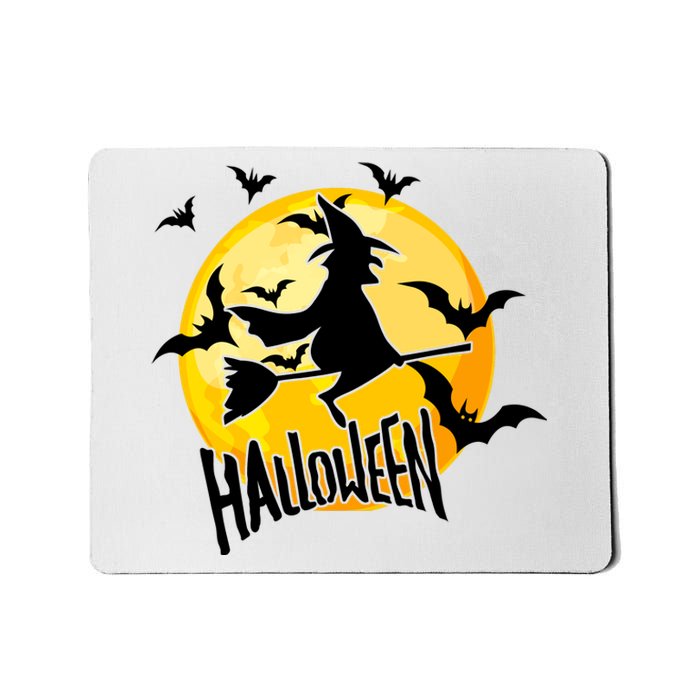 Halloween Spooky Moon Flying Witch Mousepad