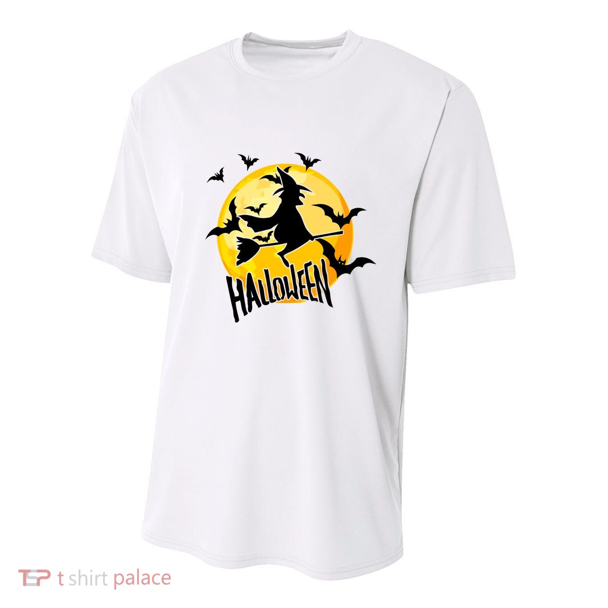 Halloween Spooky Moon Flying Witch Youth Performance Sprint T-Shirt