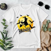 Halloween Spooky Moon Flying Witch Premium T-Shirt