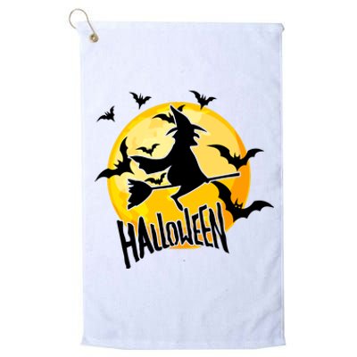 Halloween Spooky Moon Flying Witch Platinum Collection Golf Towel