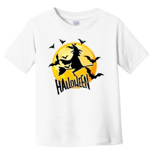 Halloween Spooky Moon Flying Witch Toddler T-Shirt