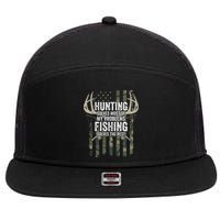 Hunting Solves Most Of My Problems Fishing The Rest Funny 7 Panel Mesh Trucker Snapback Hat