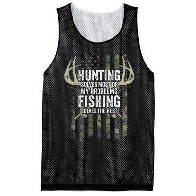 Hunting Solves Most Of My Problems Fishing The Rest Funny Mesh Reversible Basketball Jersey Tank