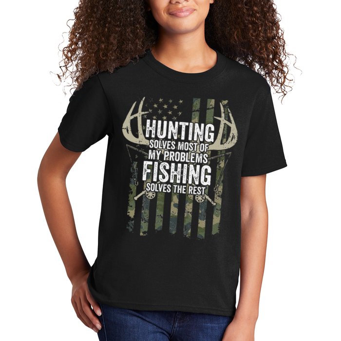 Hunting Solves Most Of My Problems Fishing The Rest Funny Kids T-Shirt