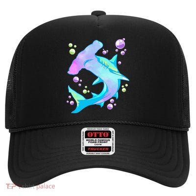 Hammerhead Shark Marine Life Gift High Crown Mesh Back Trucker Hat