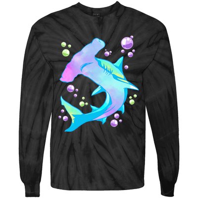 Hammerhead Shark Marine Life Gift Tie-Dye Long Sleeve Shirt