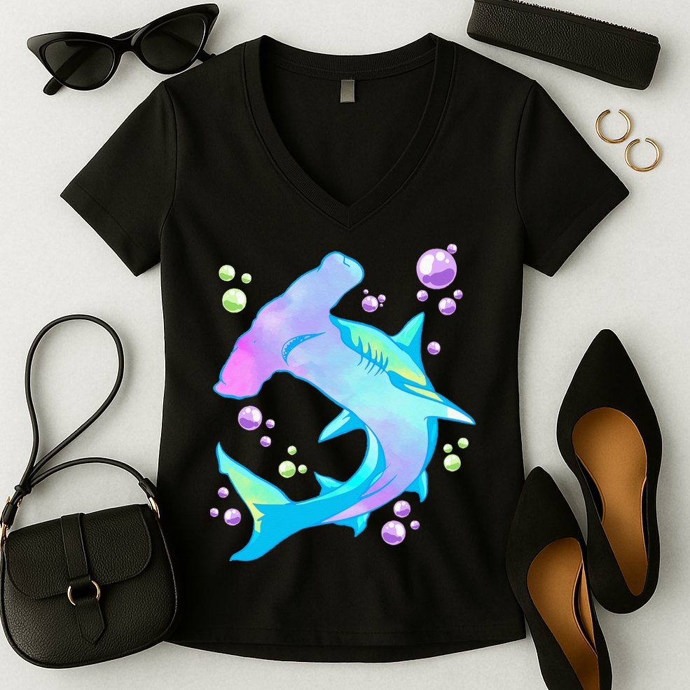 Hammerhead Shark Marine Life Gift Women's V-Neck T-Shirt