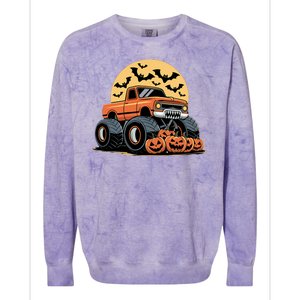 Halloween Shirts Monster Truck Pumpkins Colorblast Crewneck Sweatshirt