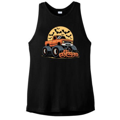 Halloween Shirts Monster Truck Pumpkins Ladies PosiCharge Tri-Blend Wicking Tank