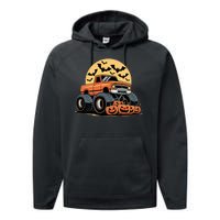 Halloween Shirts Monster Truck Pumpkins Performance Fleece Hoodie