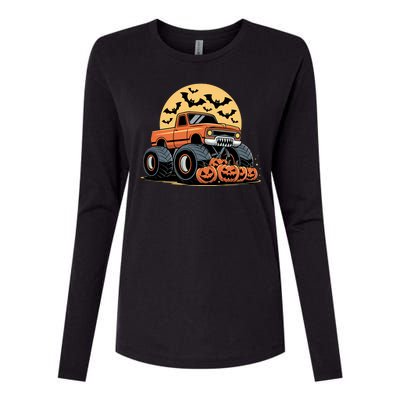 Halloween Shirts Monster Truck Pumpkins Womens Cotton Relaxed Long Sleeve T-Shirt