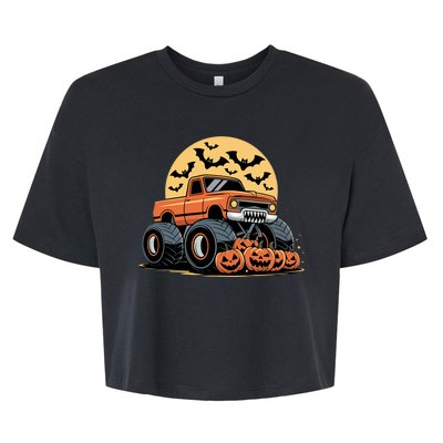 Halloween Shirts Monster Truck Pumpkins Bella+Canvas Jersey Crop Tee