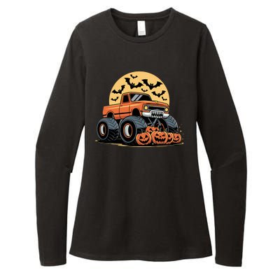 Halloween Shirts Monster Truck Pumpkins Womens CVC Long Sleeve Shirt