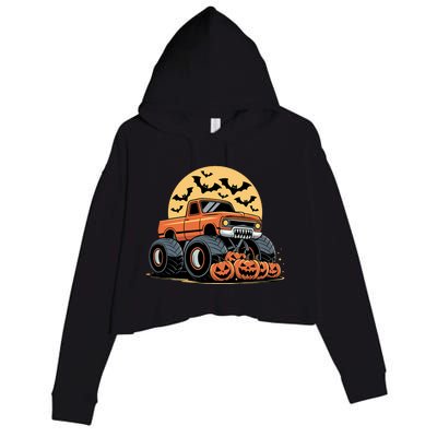 Halloween Shirts Monster Truck Pumpkins Crop Fleece Hoodie