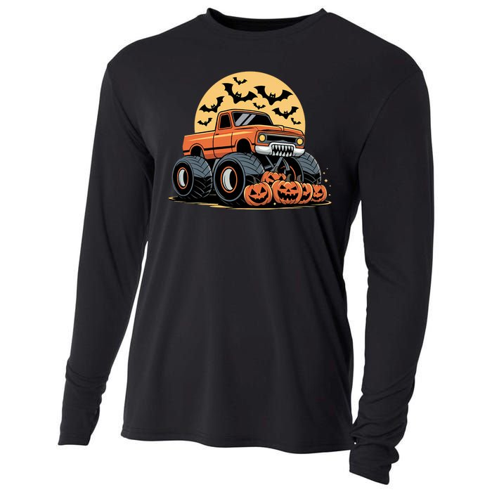 Halloween Shirts Monster Truck Pumpkins Cooling Performance Long Sleeve Crew