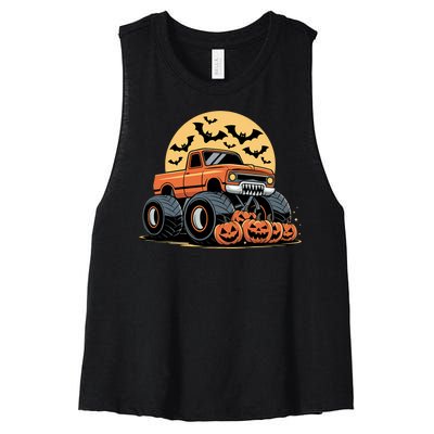 Halloween Shirts Monster Truck Pumpkins Women's Racerback Cropped Tank